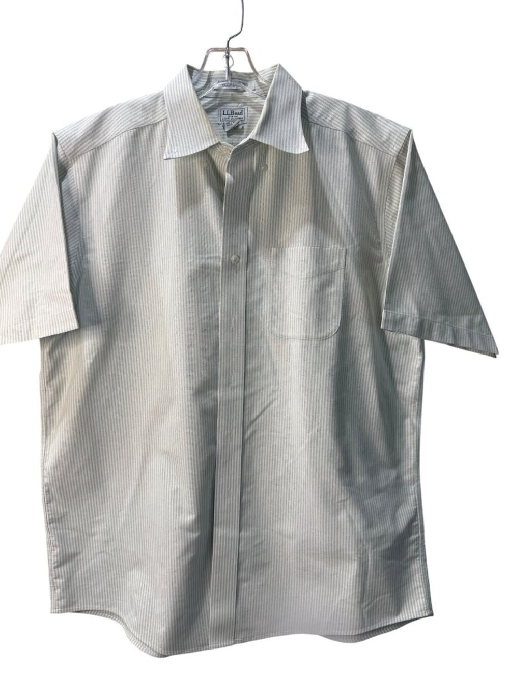 LL Bean 16.5 Mens Striped Short Sleeve Shirt Cotton Heritage Timeless Style